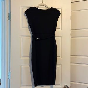Express black midi dress with belt